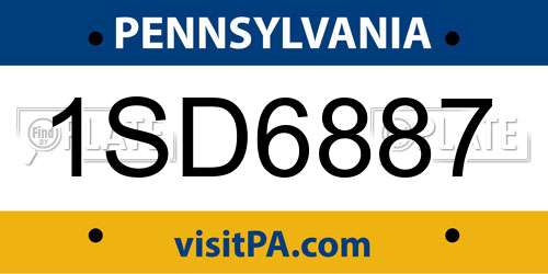 1SD6887 Pennsylvania License Plate