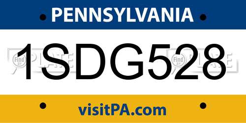 1SDG528 Pennsylvania License Plate