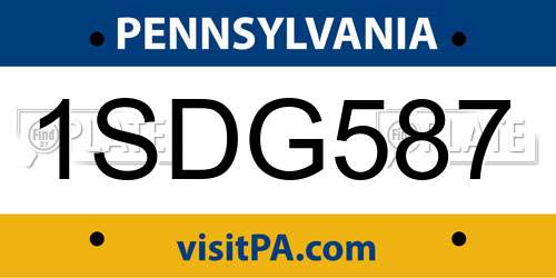 1SDG587 Pennsylvania License Plate