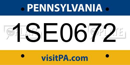 1SE0672 Pennsylvania License Plate