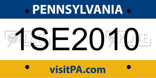 1SE2010 Pennsylvania License Plate