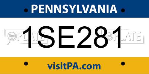 1SE281 Pennsylvania License Plate