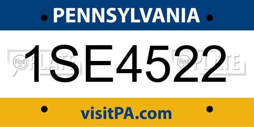 1SE4522 Pennsylvania License Plate