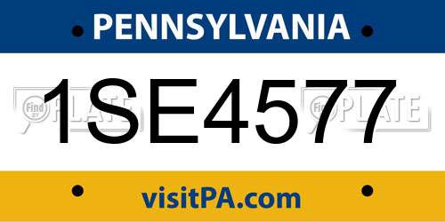 1SE4577 Pennsylvania License Plate