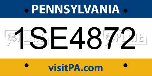 1SE4872 Pennsylvania License Plate