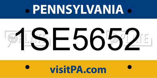 1SE5652 Pennsylvania License Plate
