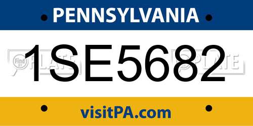 1SE5682 Pennsylvania License Plate
