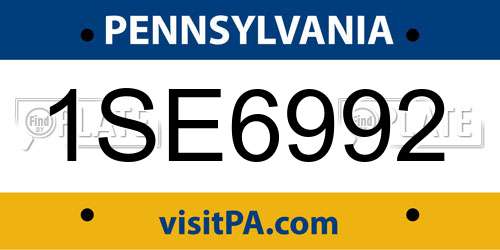 1SE6992 Pennsylvania License Plate