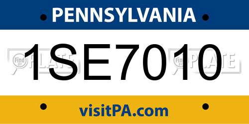 1SE7010 Pennsylvania License Plate