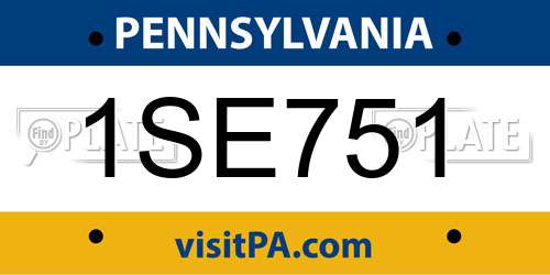 1SE751 Pennsylvania License Plate