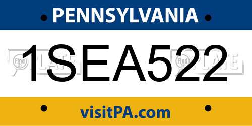 1SEA522 Pennsylvania License Plate