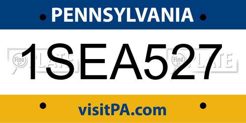 1SEA527 Pennsylvania License Plate