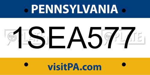 1SEA577 Pennsylvania License Plate