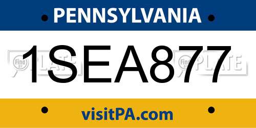 1SEA877 Pennsylvania License Plate