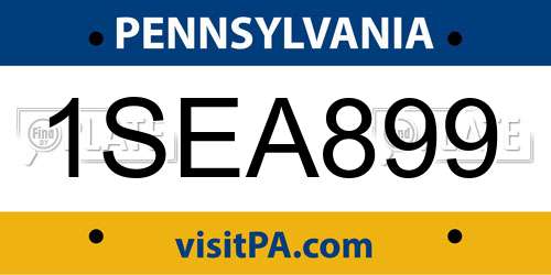 1SEA899 Pennsylvania License Plate