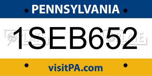 1SEB652 Pennsylvania License Plate