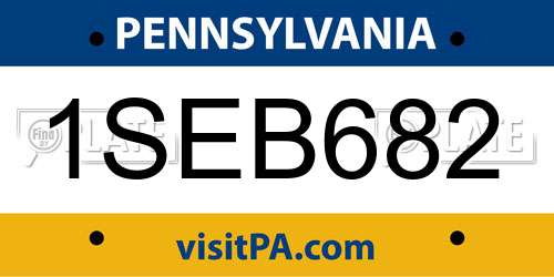 1SEB682 Pennsylvania License Plate