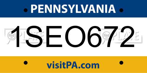 1SEO672 Pennsylvania License Plate