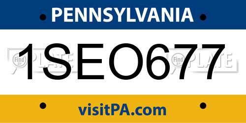 1SEO677 Pennsylvania License Plate