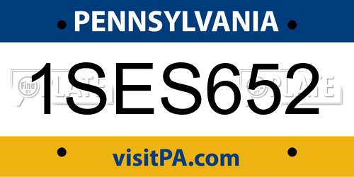 1SES652 Pennsylvania License Plate