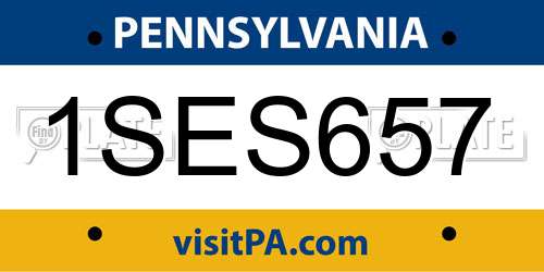 1SES657 Pennsylvania License Plate