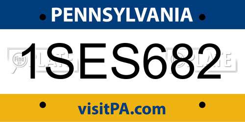1SES682 Pennsylvania License Plate
