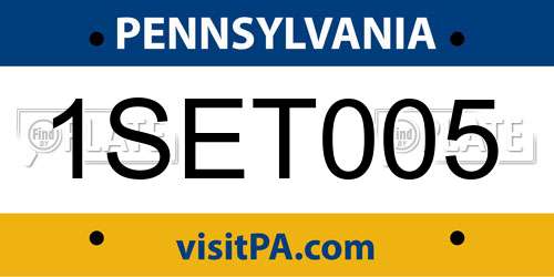 1SET005 Pennsylvania License Plate