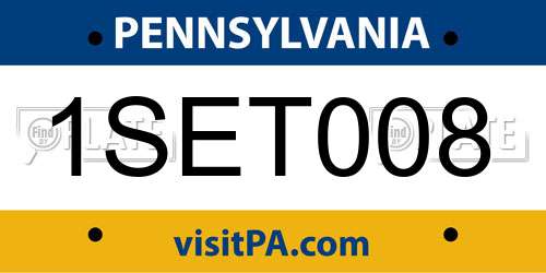 1SET008 Pennsylvania License Plate