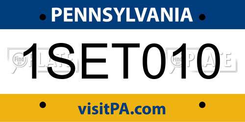 1SET010 Pennsylvania License Plate