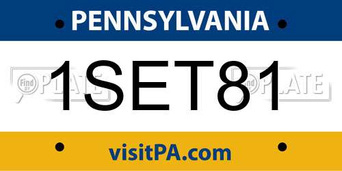 1SET81 Pennsylvania License Plate
