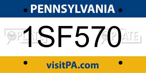 1SF570 Pennsylvania License Plate