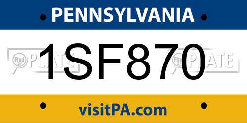 1SF870 Pennsylvania License Plate
