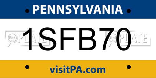 1SFB70 Pennsylvania License Plate