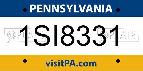 1SI8331 Pennsylvania License Plate