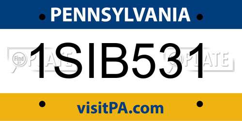 1SIB531 Pennsylvania License Plate