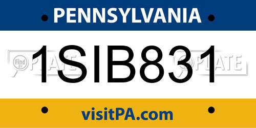 1SIB831 Pennsylvania License Plate