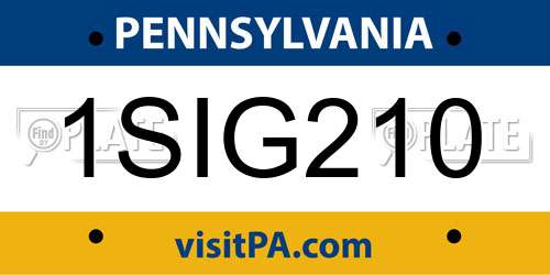 1SIG210 Pennsylvania License Plate