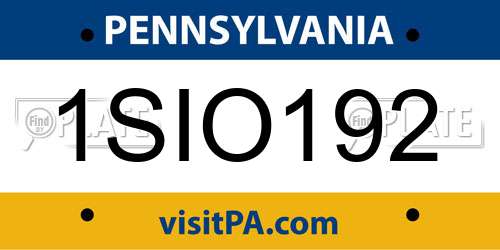 1SIO192 Pennsylvania License Plate
