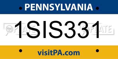 1SIS331 Pennsylvania License Plate