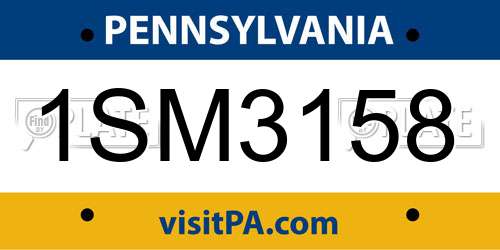 1SM3158 Pennsylvania License Plate