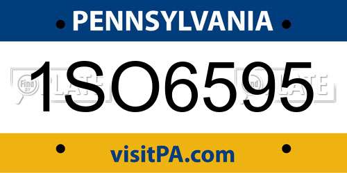 1SO6595 Pennsylvania License Plate