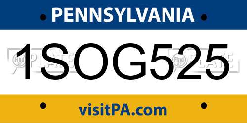 1SOG525 Pennsylvania License Plate
