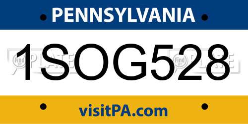 1SOG528 Pennsylvania License Plate