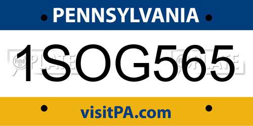1SOG565 Pennsylvania License Plate