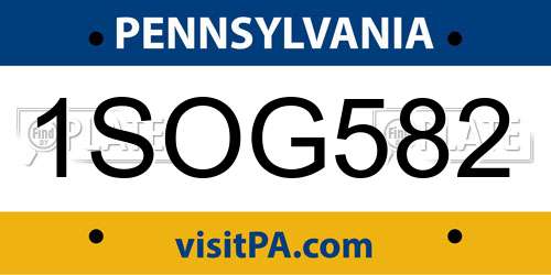 1SOG582 Pennsylvania License Plate