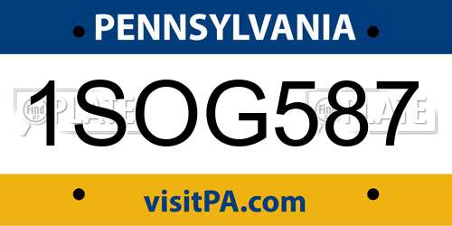 1SOG587 Pennsylvania License Plate