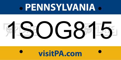 1SOG815 Pennsylvania License Plate