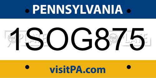 1SOG875 Pennsylvania License Plate