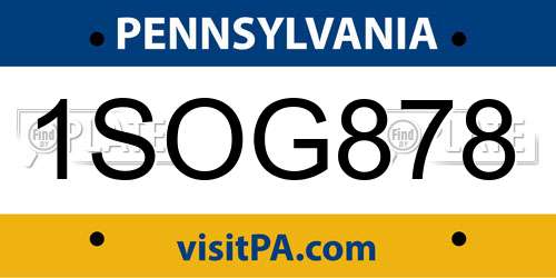 1SOG878 Pennsylvania License Plate