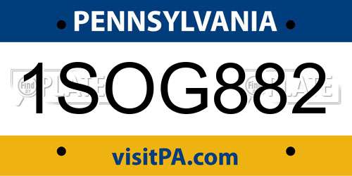 1SOG882 Pennsylvania License Plate
